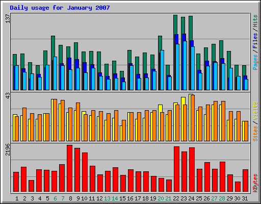 Daily usage for January 2007