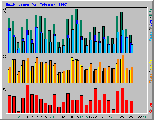 Daily usage for February 2007