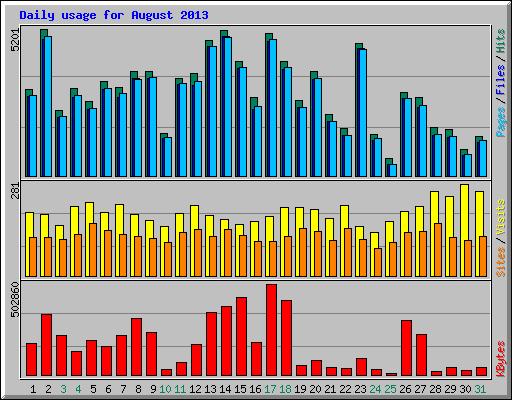 Daily usage for August 2013