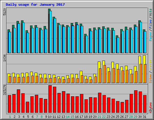 Daily usage for January 2017