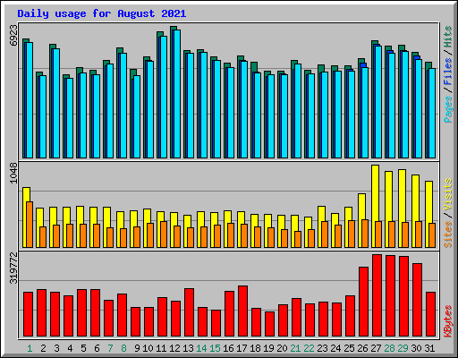 Daily usage for August 2021