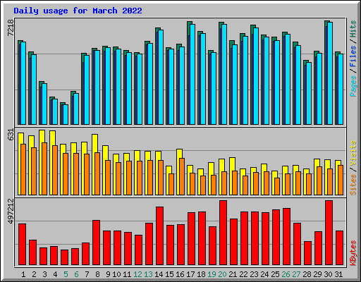 Daily usage for March 2022