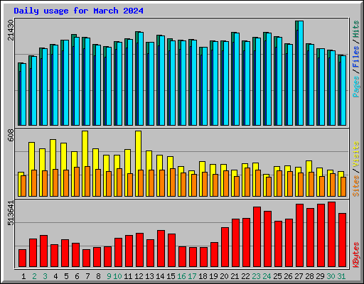 Daily usage for March 2024