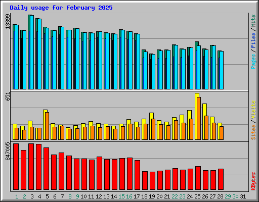 Daily usage for February 2025