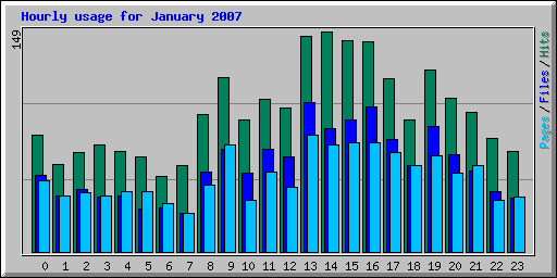 Hourly usage for January 2007