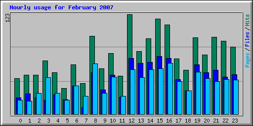 Hourly usage for February 2007