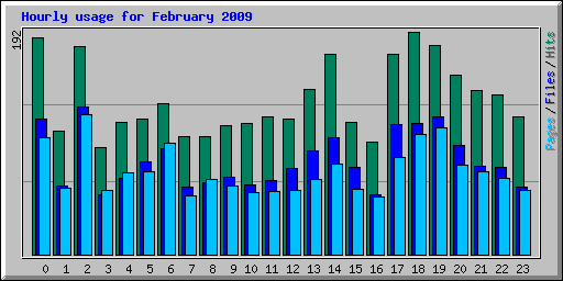 Hourly usage for February 2009