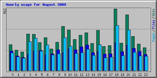 Hourly usage for August 2009
