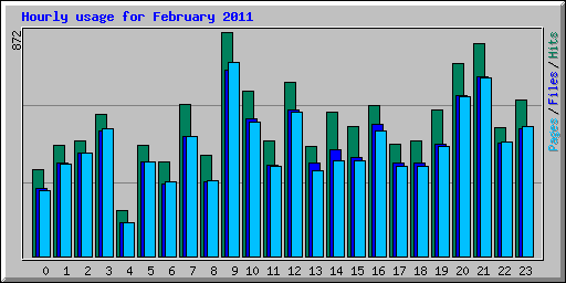 Hourly usage for February 2011