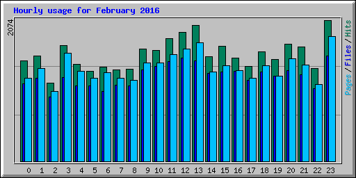 Hourly usage for February 2016