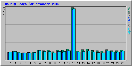 Hourly usage for November 2016