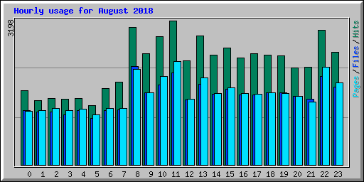 Hourly usage for August 2018